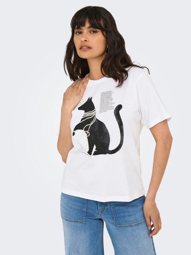 Product CAMISETA DONNA-Bright White Print:CAT - Image 6