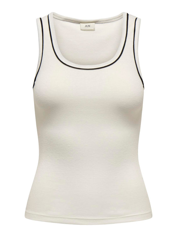 Product TOP ASTA-Cloud Dancer Detail:BLACK PIPING - Image 1