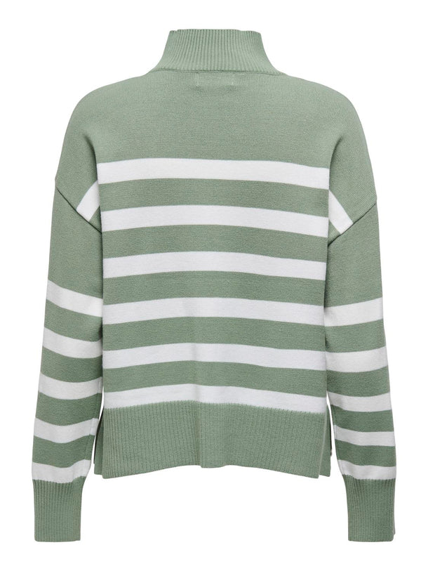 Product SWEATER BARIA - Hedge Green Stripes:Cloud Dancer - Image 5