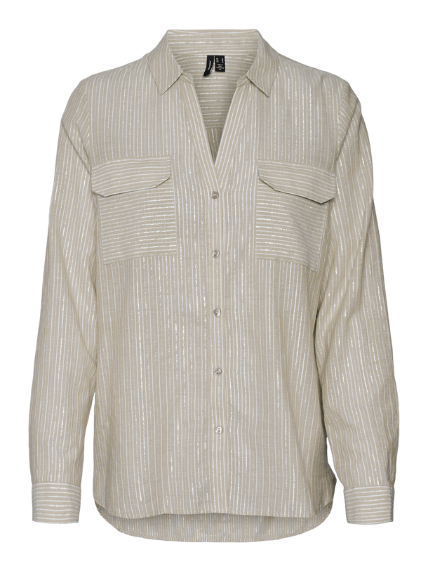Product CAMISA RELAXED LUREX INESTA-Silver Lining Stripes:WHITE - Image 1