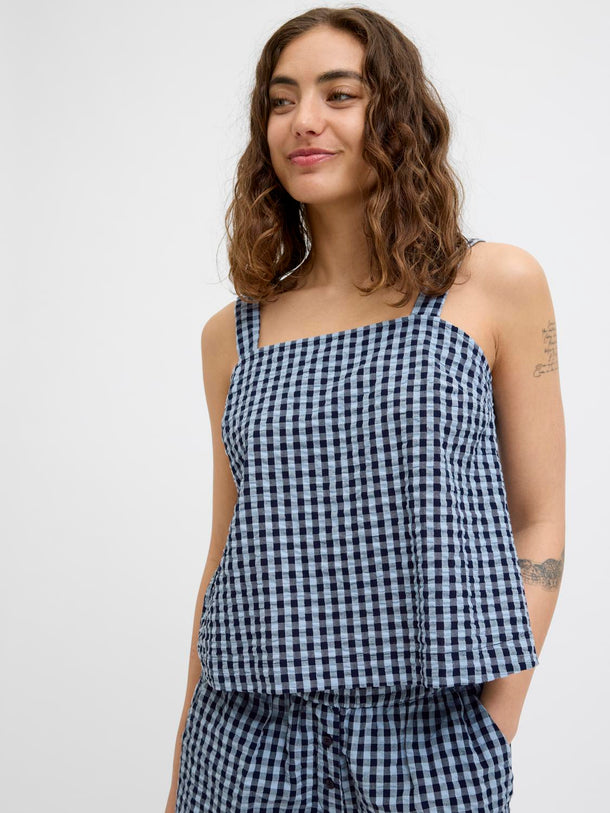 Product TOP CON ESCOTE CUADRADO PETRA - Skyway Checks:Peacoat - Image 6