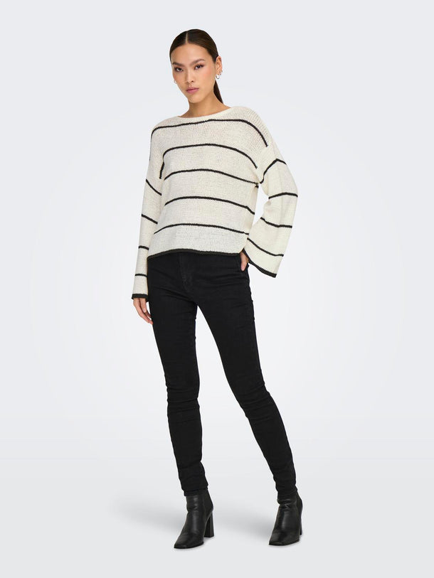 Product SWEATER GEENA - Cloud Dancer Stripes:BLACK - Image 4