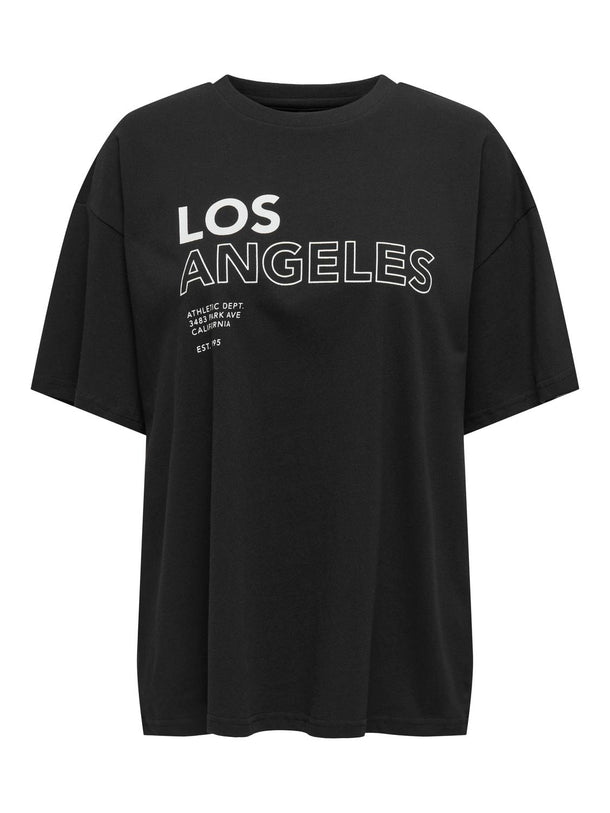 Product CAMISETA CASSIE - Black Print:Los angeles + labels brooklyn - Image 1
