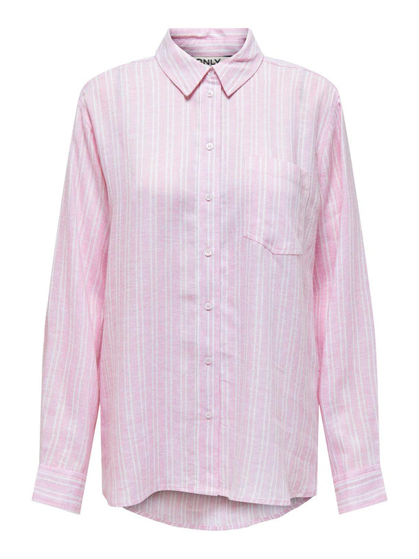 Product CAMISA LINO TOKYO-Pastel Lavender Stripes:CLOUD DANCER - Image 1