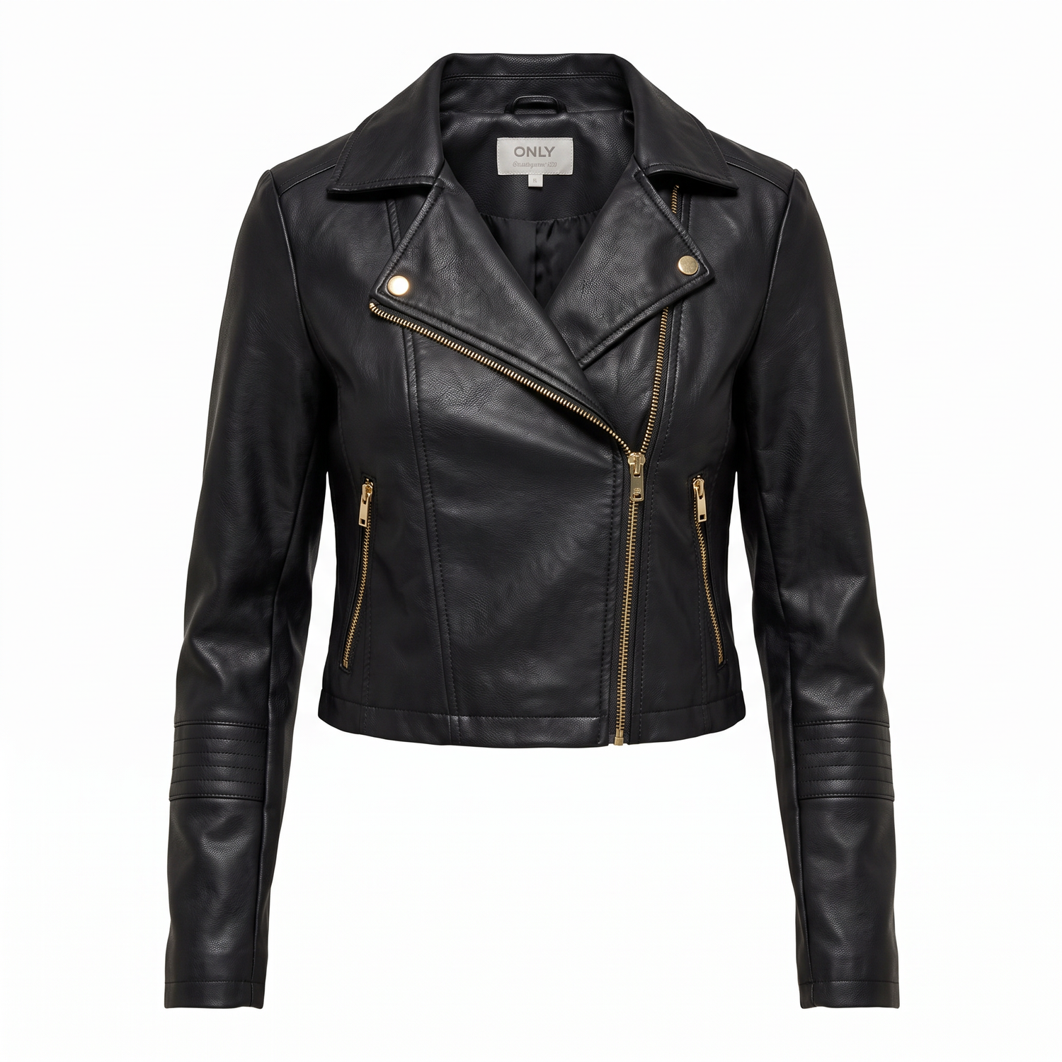 CAMPERA BIKER EFECTO CUERO GEMMA - Black - Black