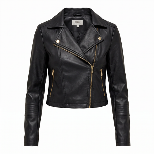 CAMPERA BIKER EFECTO CUERO GEMMA - Black - Black