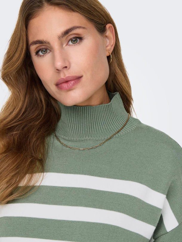 Product SWEATER BARIA - Hedge Green Stripes:Cloud Dancer - Image 6