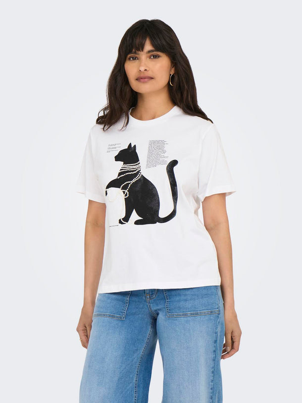 Product CAMISETA DONNA-Bright White Print:CAT - Image 3