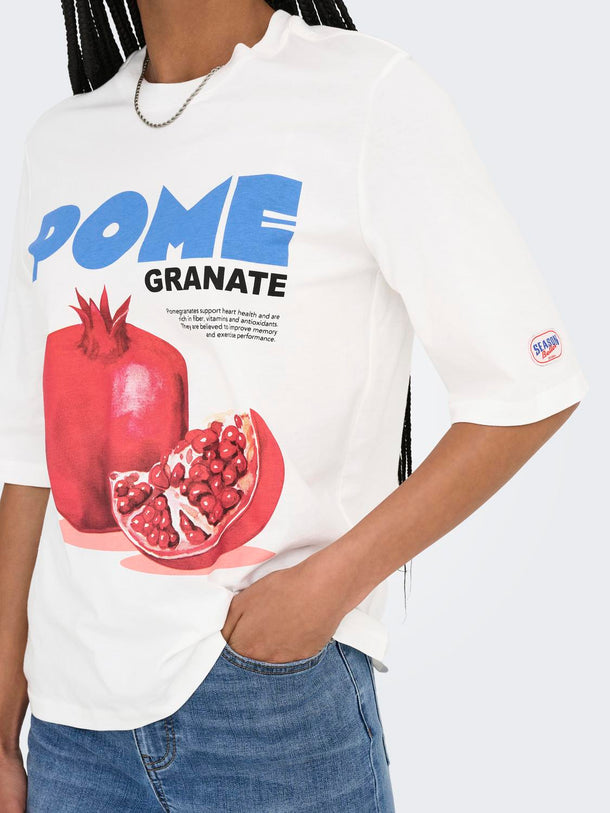 Product CAMISETA PHOEBE - Cloud Dancer Print:Pomegranate - Image 1