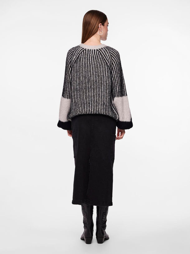 Product SUÉTER DAISI - Light Grey Melange Stripes:BLACK - Image 3