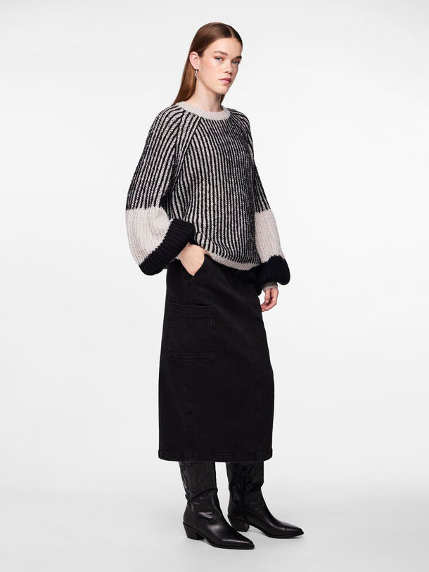 Product SUÉTER DAISI - Light Grey Melange Stripes:BLACK - Image 2