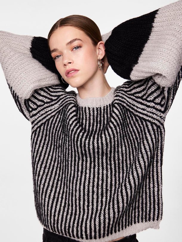 Product SUÉTER DAISI - Light Grey Melange Stripes:BLACK - Image 6
