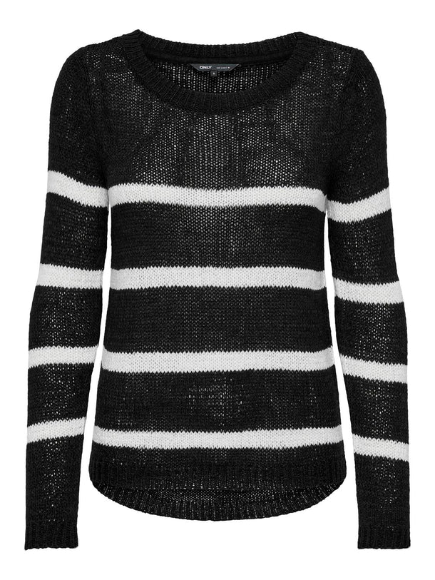 Product SWEATER GEENA - Black Stripes:W. CLOUD DANCER - Image 1