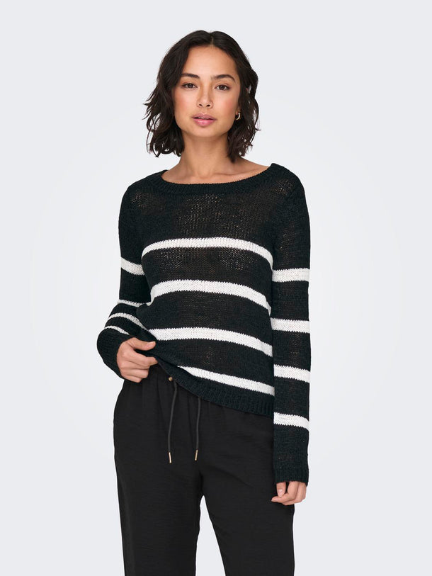 Product SWEATER GEENA - Black Stripes:W. CLOUD DANCER - Image 2
