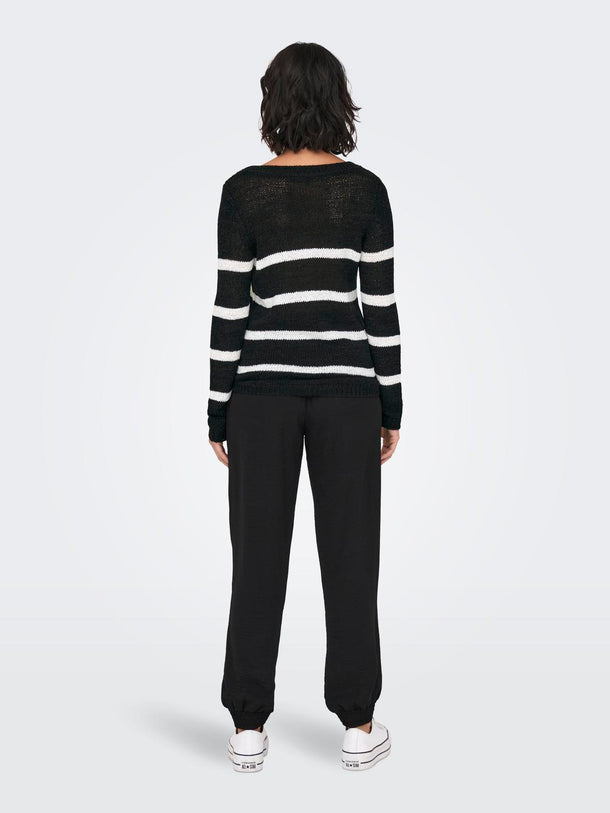 Product SWEATER GEENA - Black Stripes:W. CLOUD DANCER - Image 4