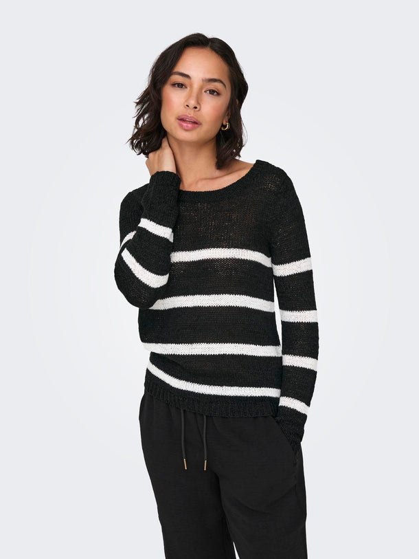 Product SWEATER GEENA - Black Stripes:W. CLOUD DANCER - Image 6