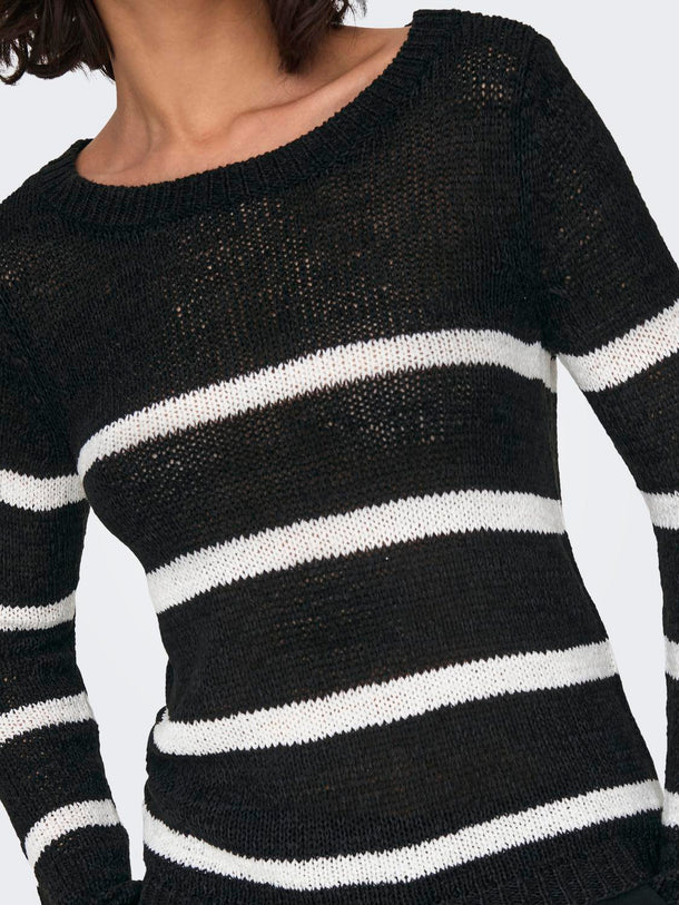 Product SWEATER GEENA - Black Stripes:W. CLOUD DANCER - Image 7