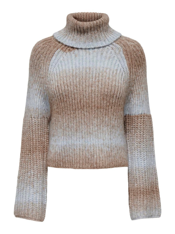 Product SWEATER DITTE - Cloud Blue Detail:Tobacco brown space dye - Image 1