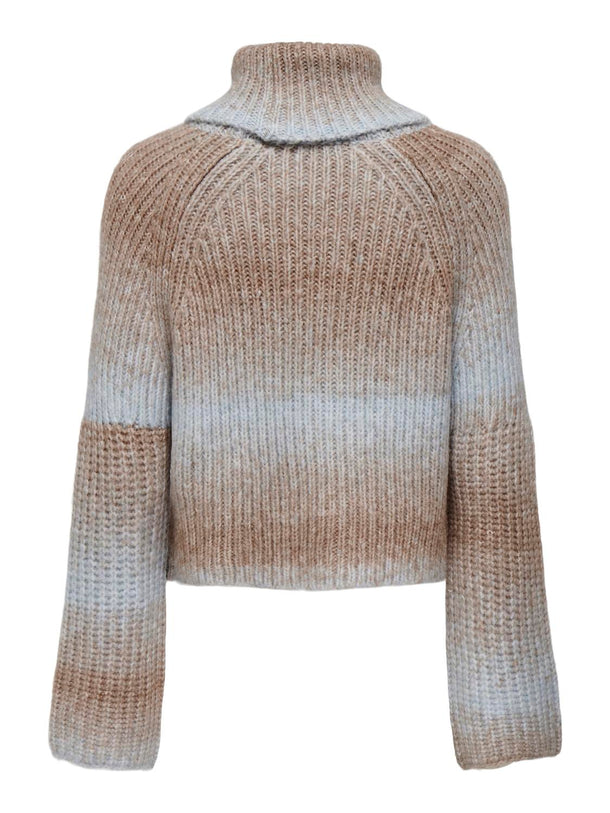 Product SWEATER DITTE - Cloud Blue Detail:Tobacco brown space dye - Image 2