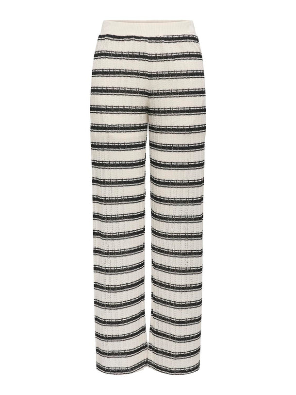 Product PANTALÓN RECTO TEJIDO ALI-Cloud Dancer Stripes:DOUBLE BLACK - Image 1