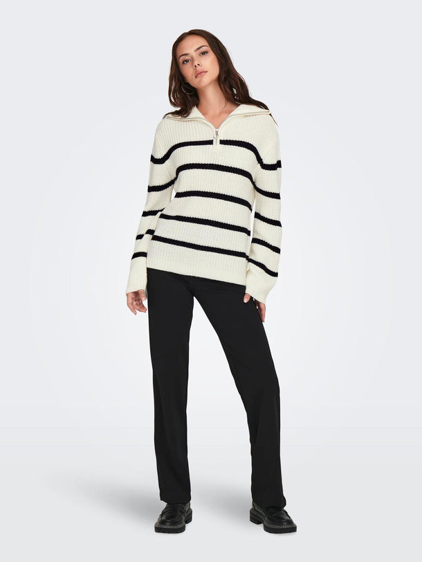 Product SWEATER JUSTY - Eggnog Stripes:BLACK - Image 3
