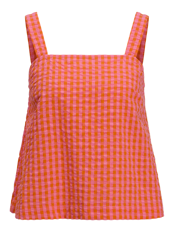 Product TOP CON ESCOTE CUADRADO PETRA - Persimmon Orange Checks:Morning Glory - Image 2