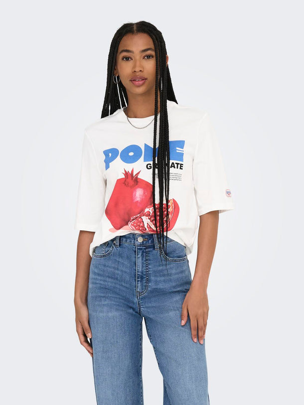 Product CAMISETA PHOEBE - Cloud Dancer Print:Pomegranate - Image 2