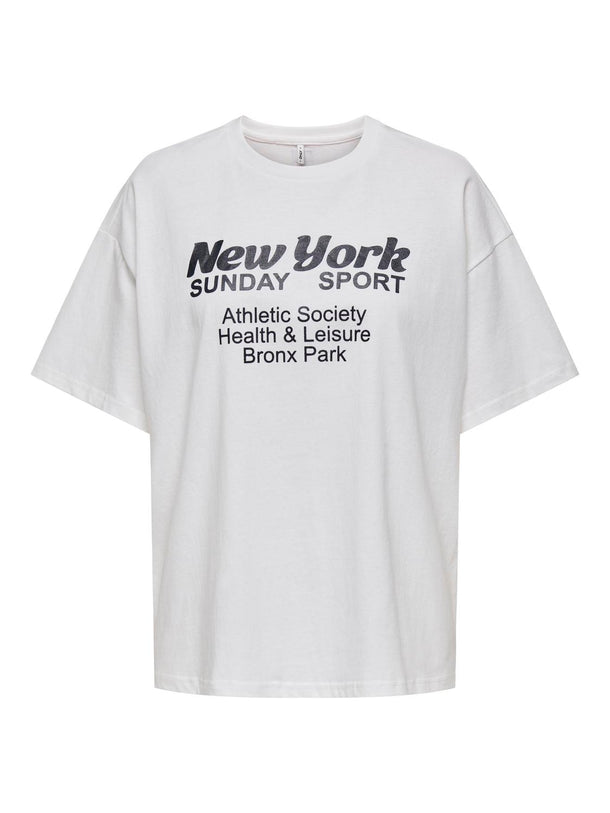 Product CAMISETA CASSIE - Bright White Print:New york + labels brooklyn - Image 1