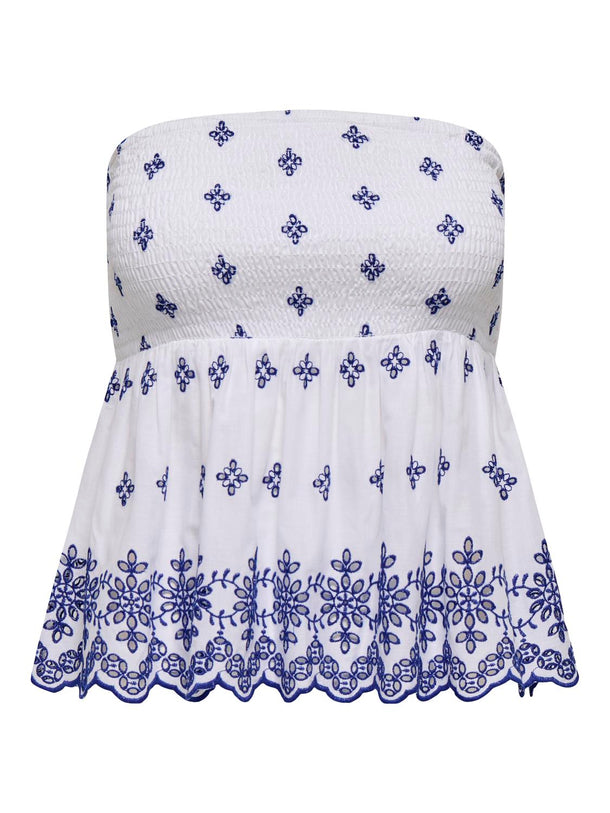 Product TOP LOU-Bright White Detail:W. mazarine blue emb - Image 1