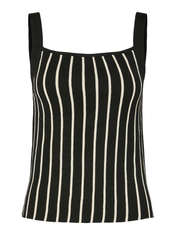 Product TOP TEJIDO RAYAS SUI-Black Stripes:CLOUD DANCER - Image 1