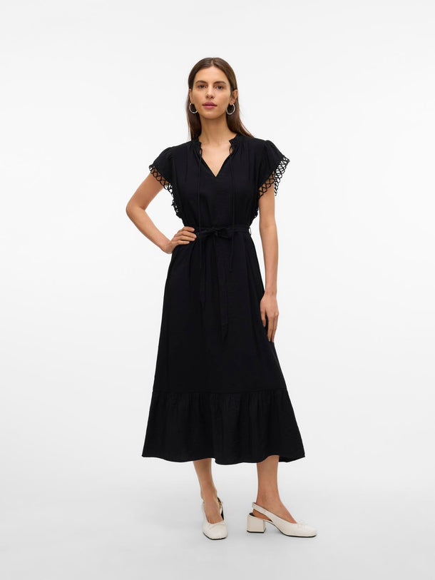 Product VESTIDO MIDI MANGAS CALADAS FLAVIA-Black - Image 5