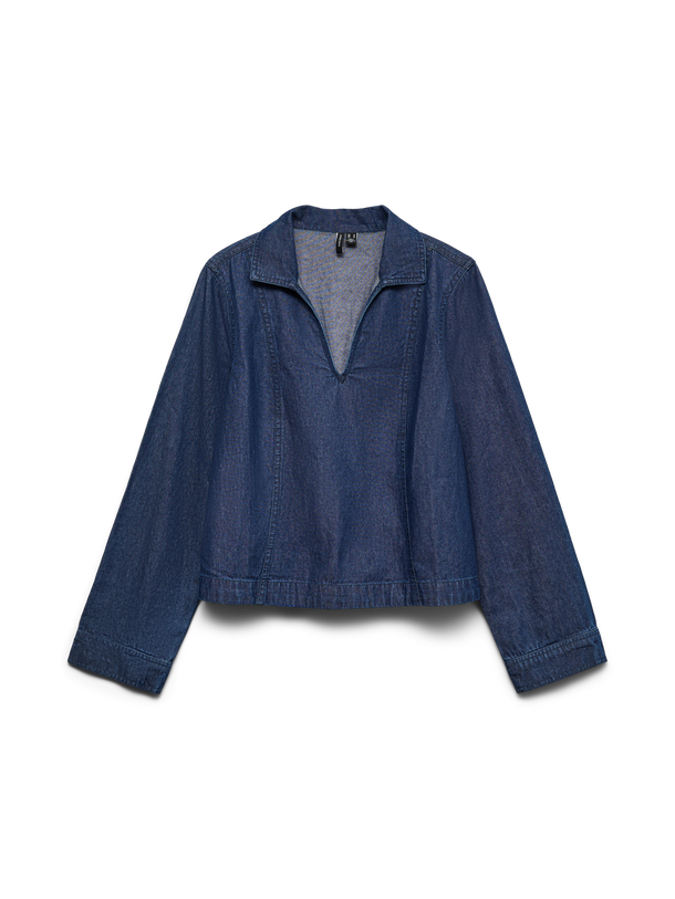 Product TOP DENIM CON CUELLO CAMISERO CASSIDY-Medium Blue Denim - Image 3