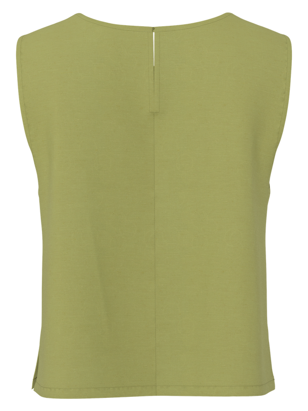 Product TOP DE LINO BUNNA-Green Olive Detail:Contrast stitching - Image 2