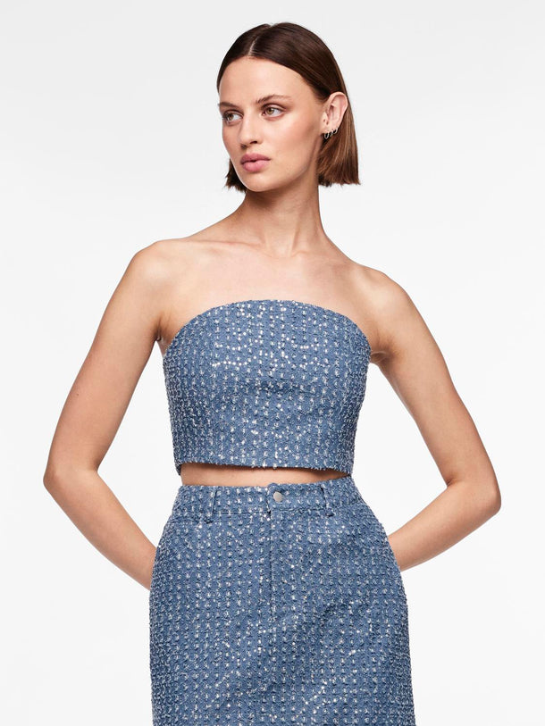 Product TOP NAOMI - Medium Blue Denim Detail:SEQUINS - Image 1