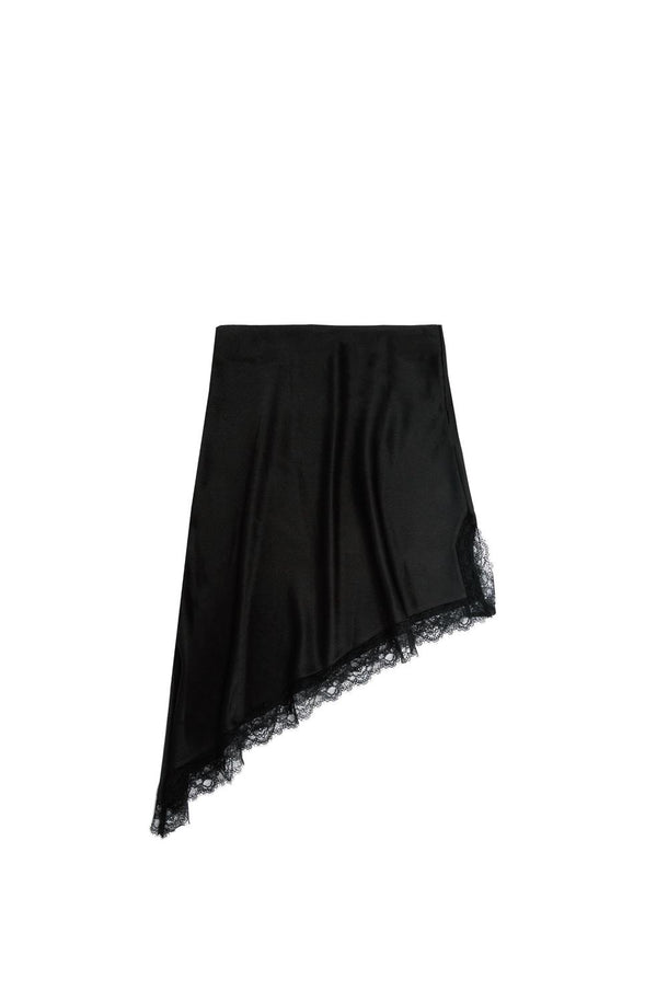 Product POLLERA MINI ASIMÉTRICA SATINADA ENCAJE BMK-Black - Image 5